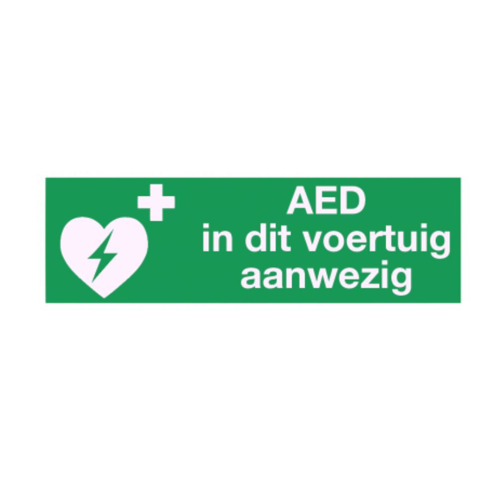 AED in dit voertuig aanwezig sticker 30 x 10 cm