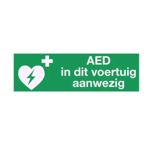 AED in dit voertuig aanwezig sticker 30 x 10 cm