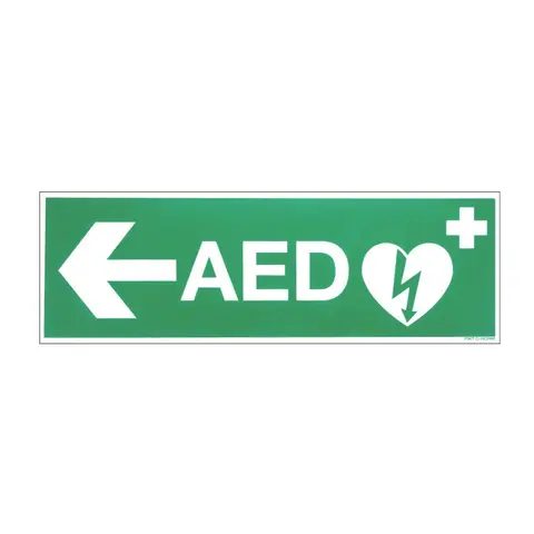 Pictogrammen - AED + Pijl Naar Links ISO Bordje 30x10cm -