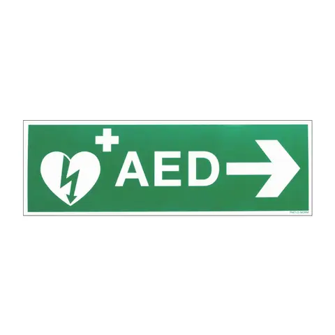 AED + Pijl Rechts ISO Bord 30x10 cm - Veiligheidsaanduiding