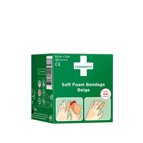 Cederroth Soft Foam Bandage 6cm x 2m Beige - Flexibel en Zelfklevend Wondverband