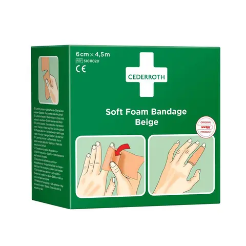 Cederroth Soft Foam Bandage 6cm x 4,5m Beige - Comfortabel en Zelfklevend Wondverband