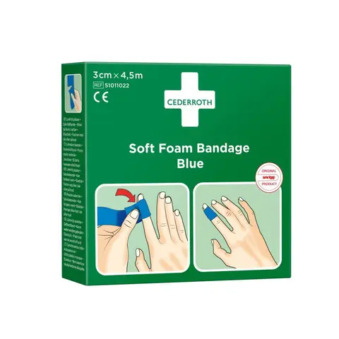 Cederroth Soft Foam Bandage 3cm x 4,5m Blauw - Hygiënische Wondzorg