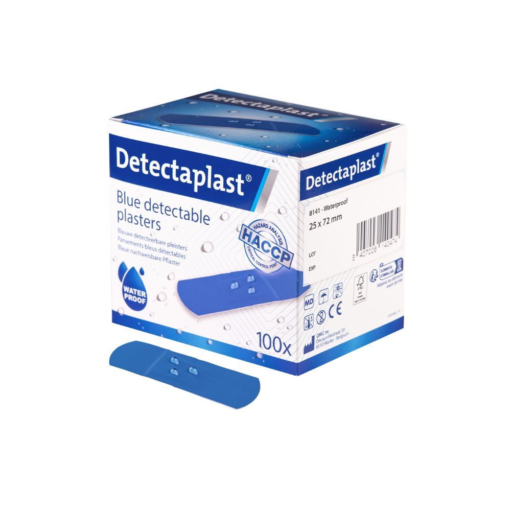 Detecteerbare Pleisters PE Blauw 25 x 72 mm - 100 Stuks