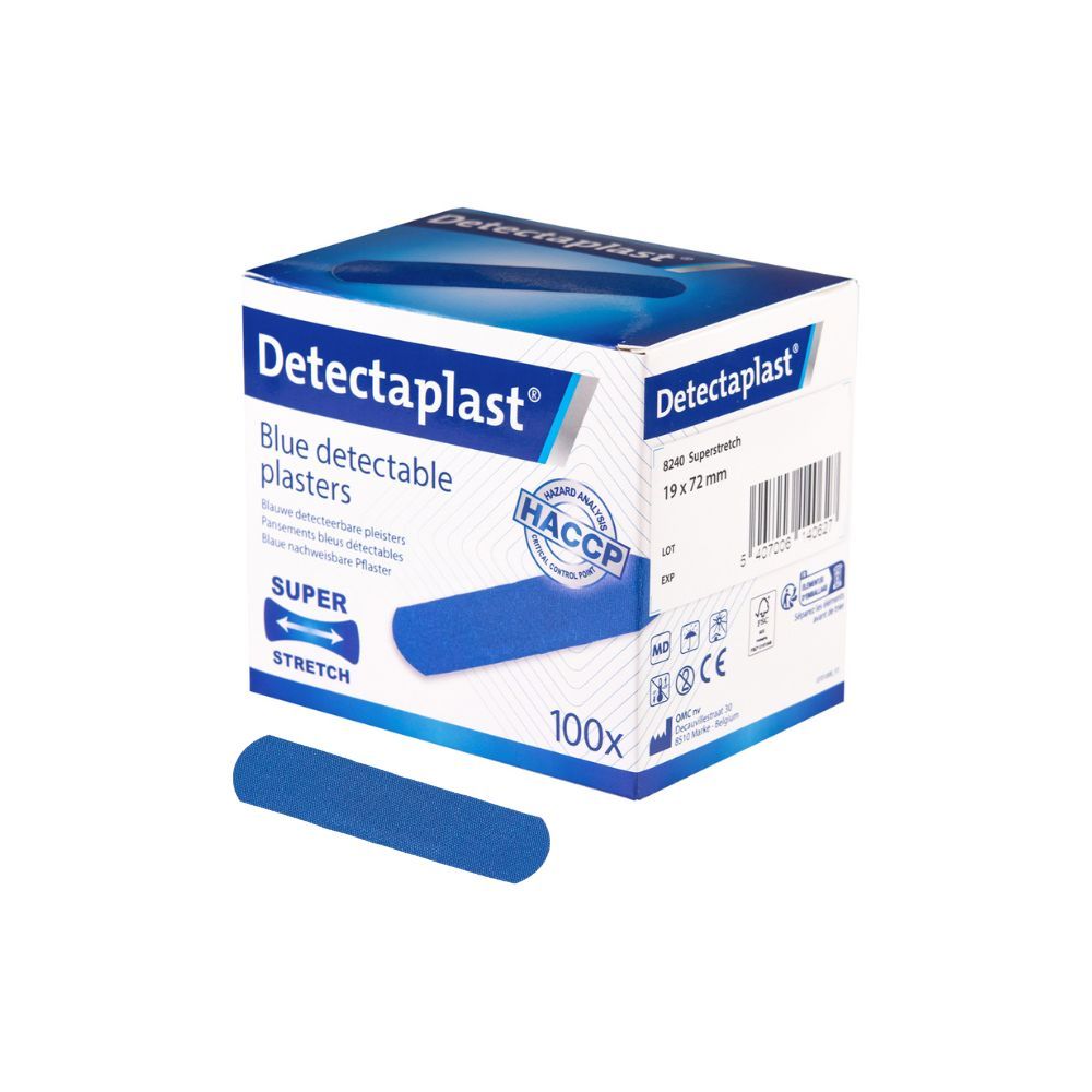 Detecteerbare Pleisters Textiel Blauw 19 x 72 mm - 100 Stuks