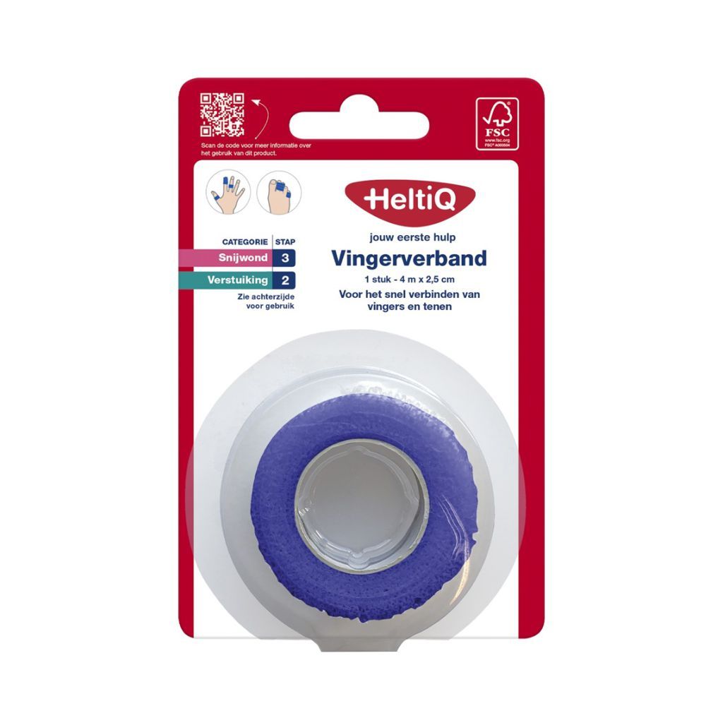 Heltiq Cohesief Vingerverband Blauw 4 m x 2,5 cm - Zelfhechtend en Betrouwbaar