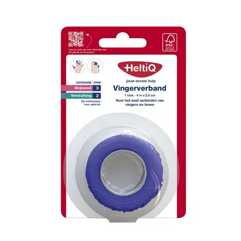 Heltiq Cohesief Vingerverband Blauw 4 m x 2,5 cm - Zelfhechtend en Betrouwbaar