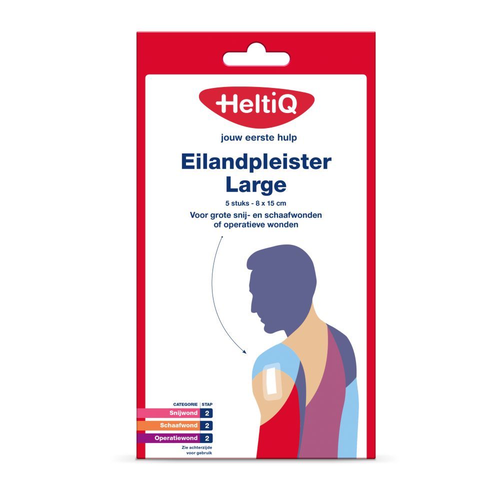 HeltiQ Eilandpleister Large 8x15cm - Steriele Wondzorg voor Grote Wonden