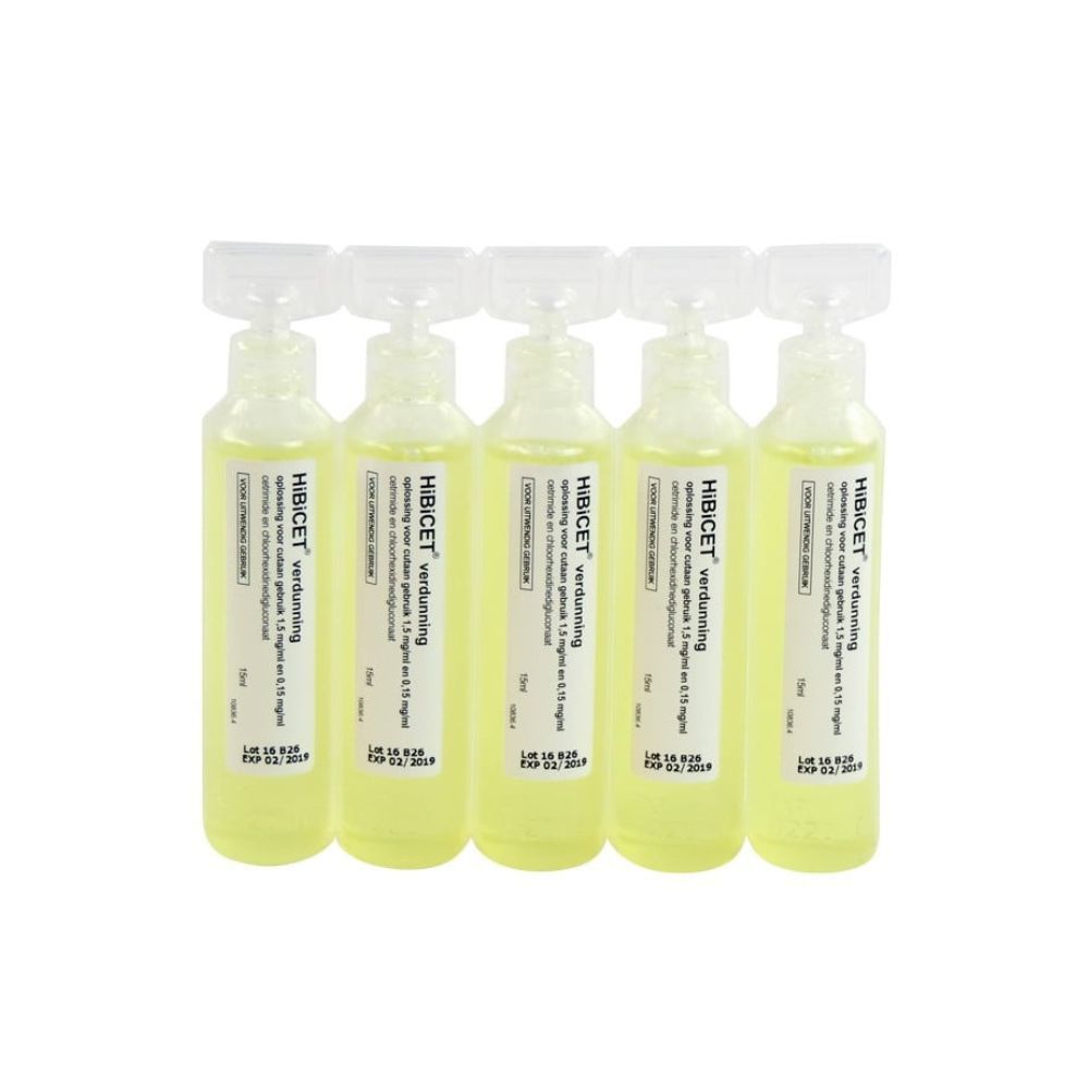 Hibicet Verdunning Ampul 15 ml - Essentiële Huiddesinfectie