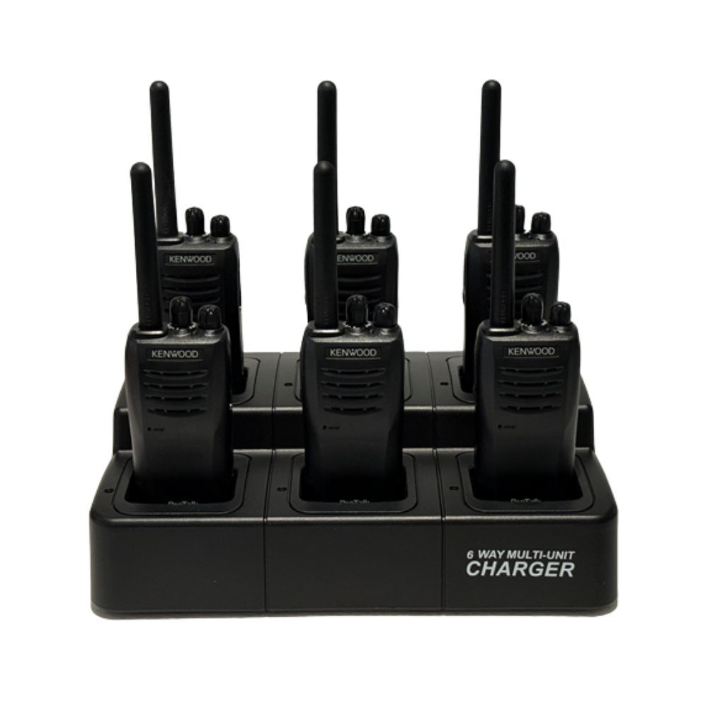 Kenwood TK-3501 set van 6 portofoons met multicharger – Altijd klaar voor gebruik