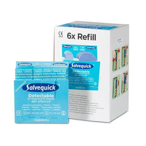 Salvequick Detecteerbare Pleisters Vingertop/Regulier 6754 Navulling - HACCP Goedgekeurd
